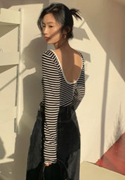 【大人気】バックカッティングオープンボーダートップス - select store mirror me【大人気】バックカッティングオープンボーダートップスmirror meselect store mirror meフリーサイズ