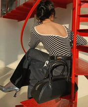 【大人気】バックカッティングオープンボーダートップス mirror me