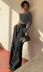 【大人気】バックカッティングオープンボーダートップス - select store mirror me【大人気】バックカッティングオープンボーダートップスmirror meselect store mirror meフリーサイズ