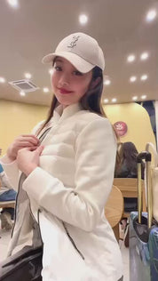 <インスタグラマー様ご愛用><即納在庫あり>待望の再入荷【動画あり】【高品質】ホワイトダックダウンぺプラム切り替えダウンジャケット 2色展開