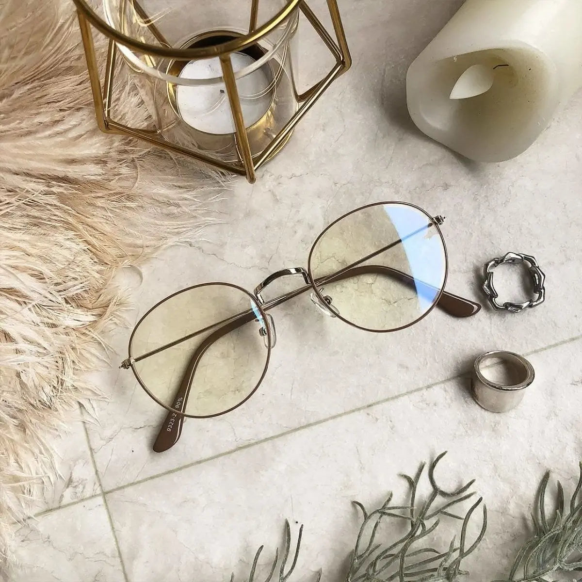 SALE【通常3,780▶︎3,402円】<即納>【曇らない特殊加工】UV&ブルーライト軽減ゴールドフレームだてメガネ 2色展開 mirror me
