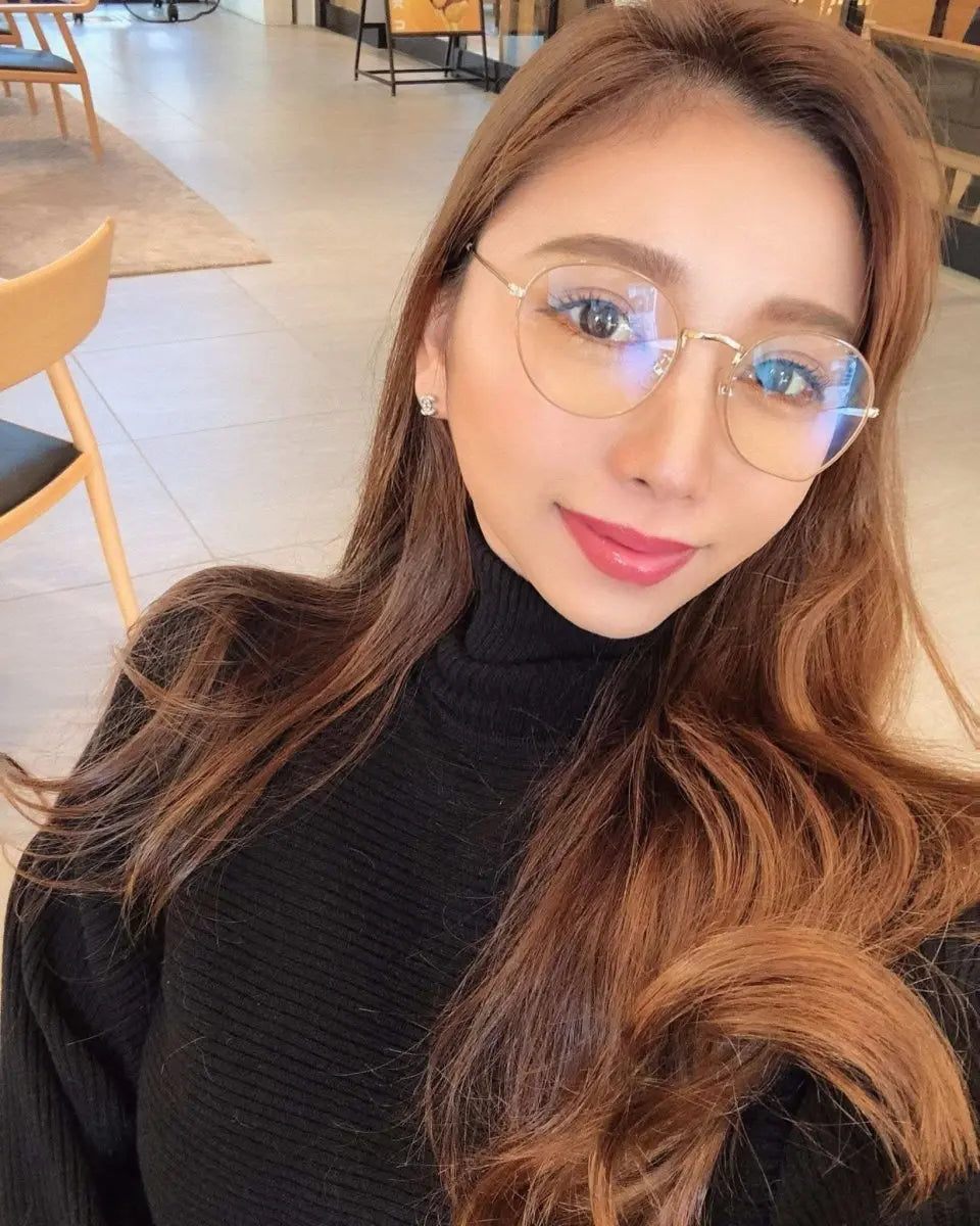 SALE【通常3,780▶︎3,402円】<即納>【曇らない特殊加工】UV&ブルーライト軽減ゴールドフレームだてメガネ 2色展開 mirror me