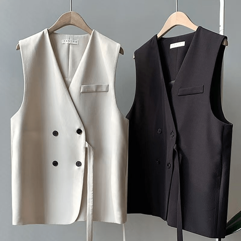 カジュアル ダブル ブレスト ベスト ジャケット - select store mirror meカジュアル ダブル ブレスト ベスト ジャケットselect store mirror meselect store mirror meブラックベージュ S