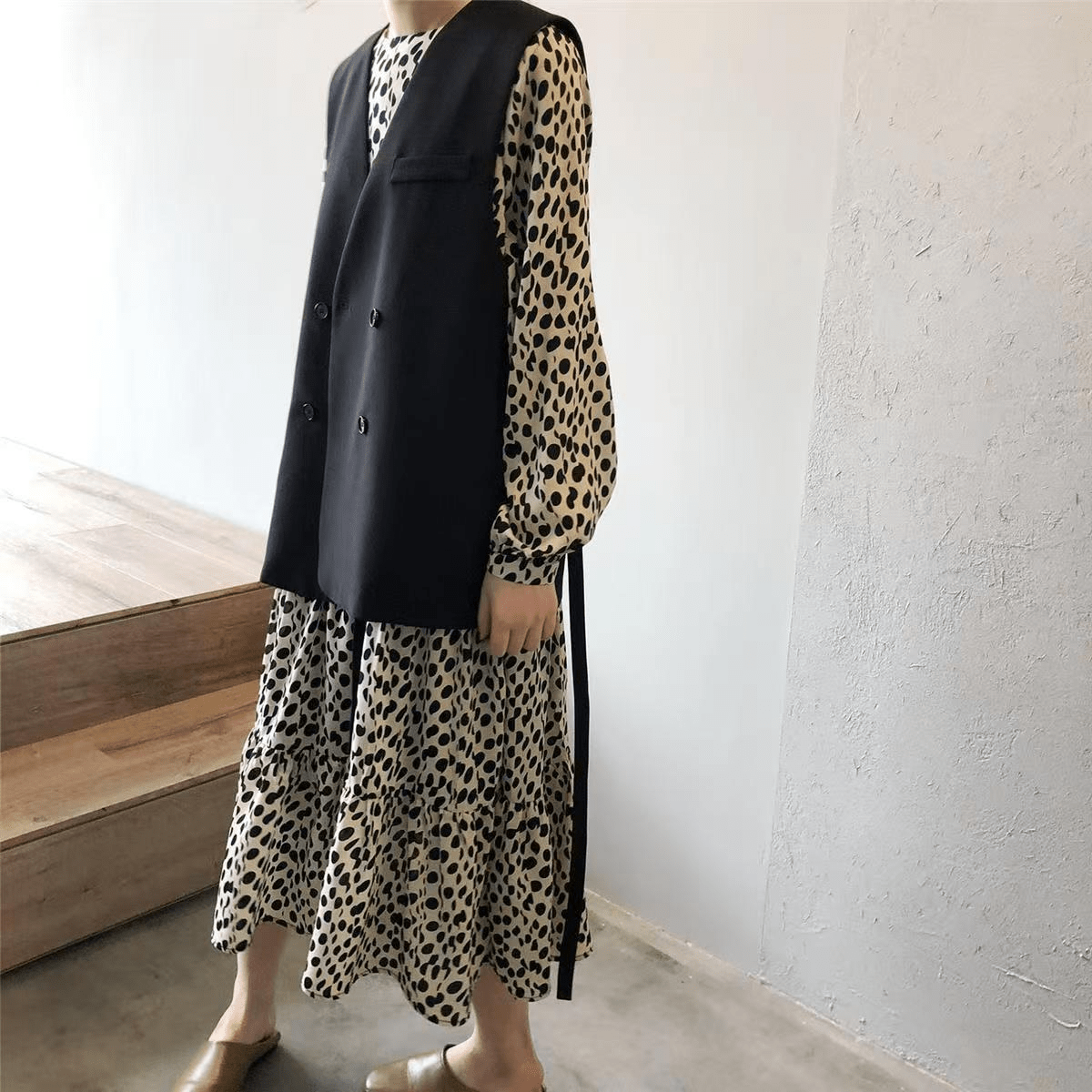 カジュアル ダブル ブレスト ベスト ジャケット - select store mirror meカジュアル ダブル ブレスト ベスト ジャケットselect store mirror meselect store mirror meブラックベージュ S