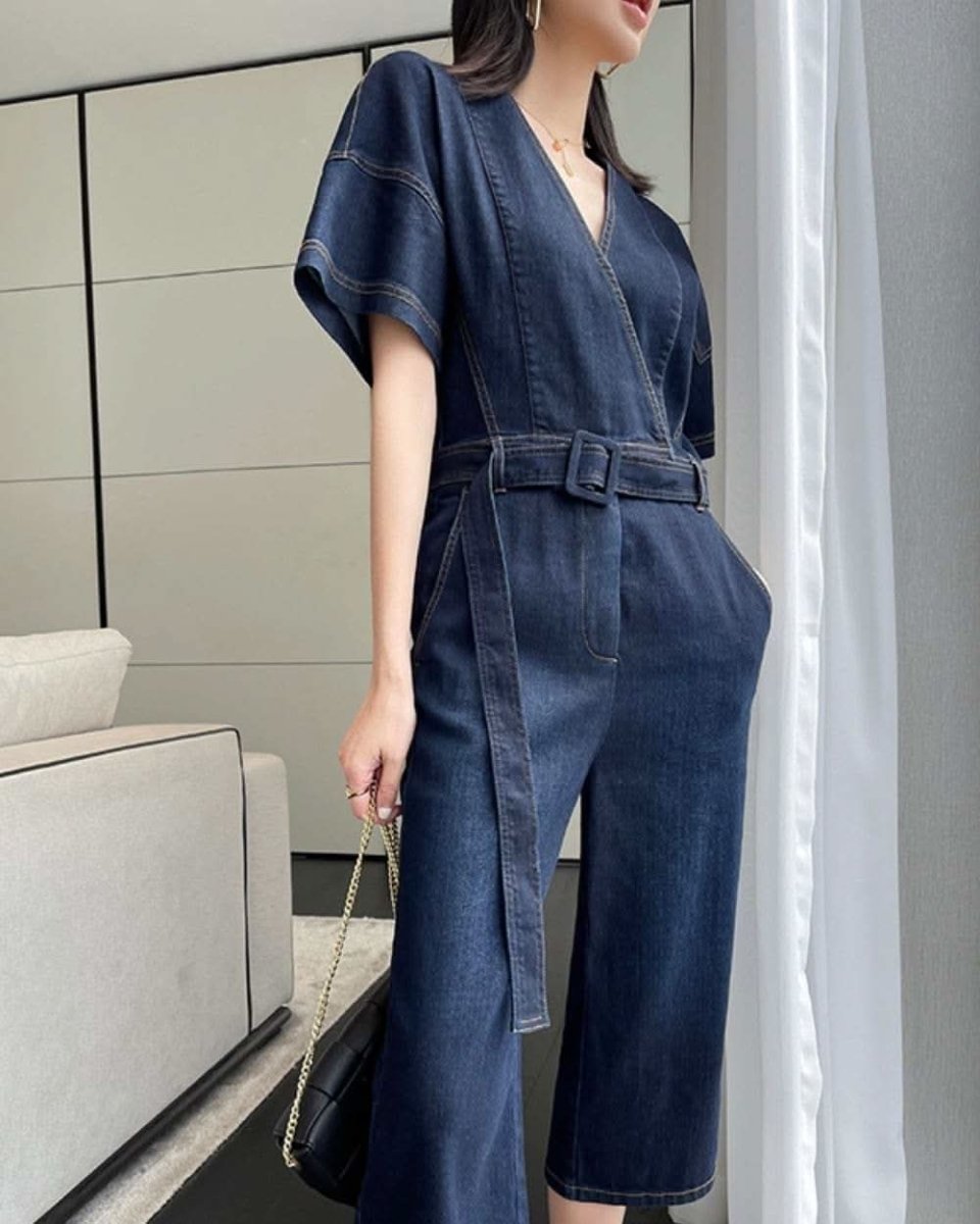 【動画あり】Vネックスリットクロップド丈ワイドロンパース - select store mirror me【動画あり】Vネックスリットクロップド丈ワイドロンパース132635354mirror meselect store mirror me132635354S