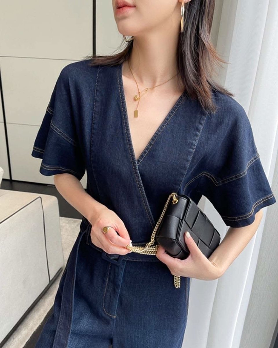 【動画あり】Vネックスリットクロップド丈ワイドロンパース - select store mirror me【動画あり】Vネックスリットクロップド丈ワイドロンパース132635354mirror meselect store mirror me132635354S