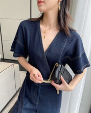 【動画あり】Vネックスリットクロップド丈ワイドロンパース - select store mirror me【動画あり】Vネックスリットクロップド丈ワイドロンパース132635354mirror meselect store mirror me132635354S