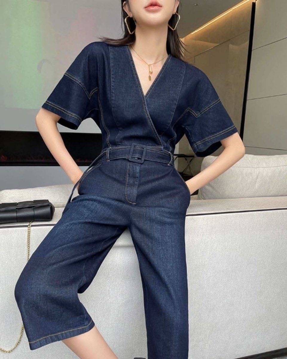 【動画あり】Vネックスリットクロップド丈ワイドロンパース - select store mirror me【動画あり】Vネックスリットクロップド丈ワイドロンパース132635354mirror meselect store mirror me132635354S