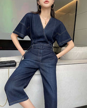 【動画あり】Vネックスリットクロップド丈ワイドロンパース - select store mirror me【動画あり】Vネックスリットクロップド丈ワイドロンパース132635354mirror meselect store mirror me132635354S