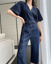 【動画あり】Vネックスリットクロップド丈ワイドロンパース - select store mirror me【動画あり】Vネックスリットクロップド丈ワイドロンパース132635354mirror meselect store mirror me132635354S