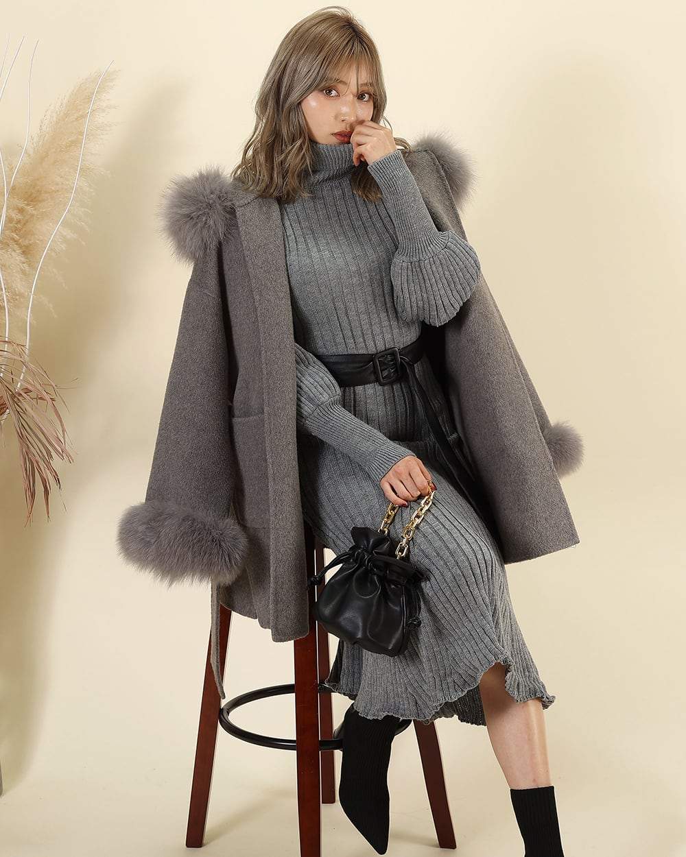 ＜残り１点！＞【動画あり】タートルネックふんわり美シルエットリブワンピース　２色展開 - select store mirror me＜残り１点！＞【動画あり】タートルネックふんわり美シルエットリブワンピース　２色展開194477304mirror meselect store mirror me194477304グレー