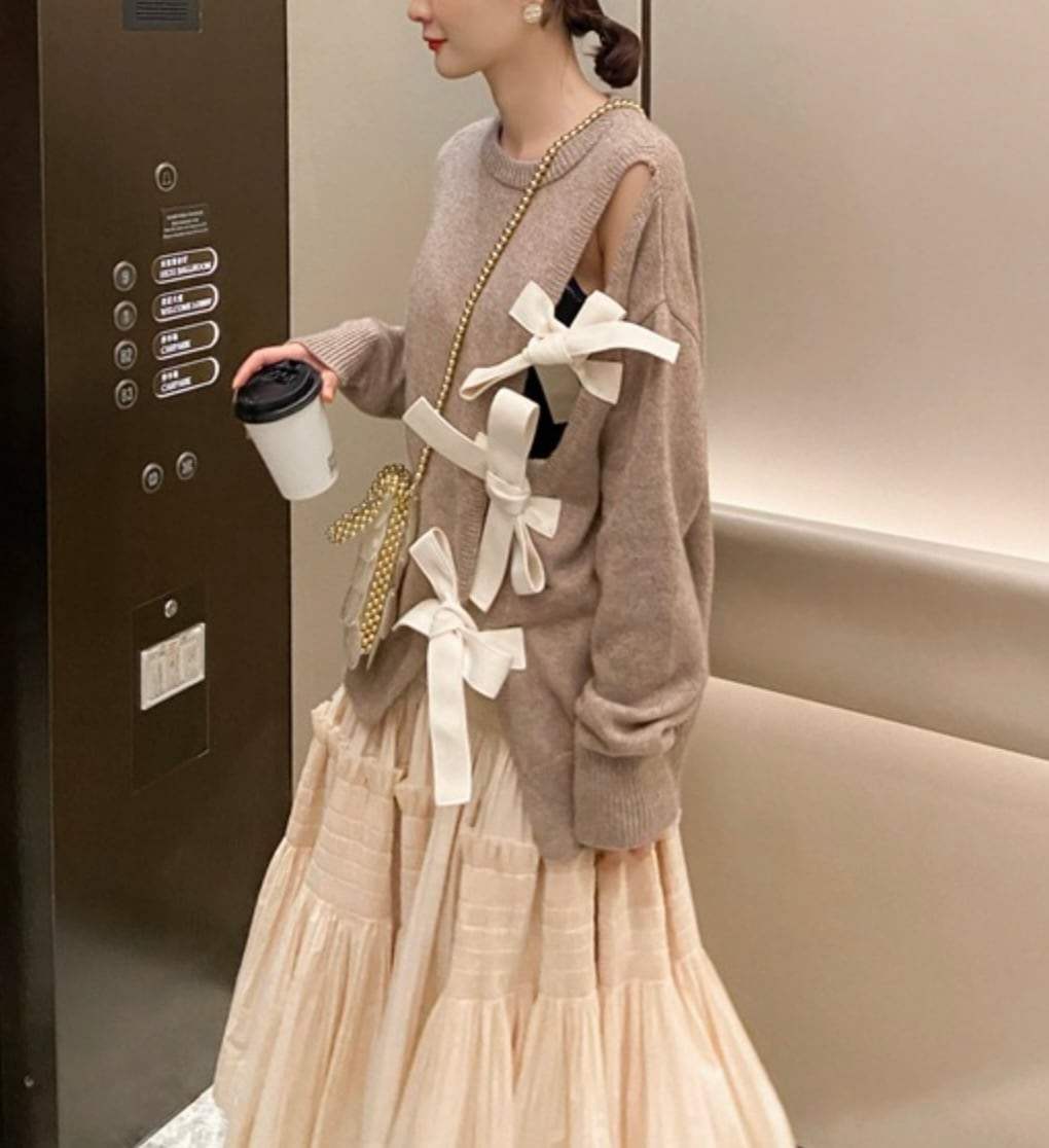 ＜ベージュ１点即納＞フロントデザインカットリボンニット　２色展開 - select store mirror me＜ベージュ１点即納＞フロントデザインカットリボンニット　２色展開194480938mirror meselect store mirror me194480938ベージュXS