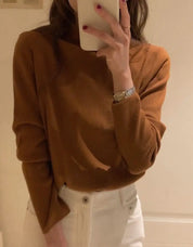 シンプルモックネックニットトップス　１０色展開 mirror me