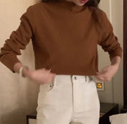 シンプルモックネックニットトップス　１０色展開 mirror me