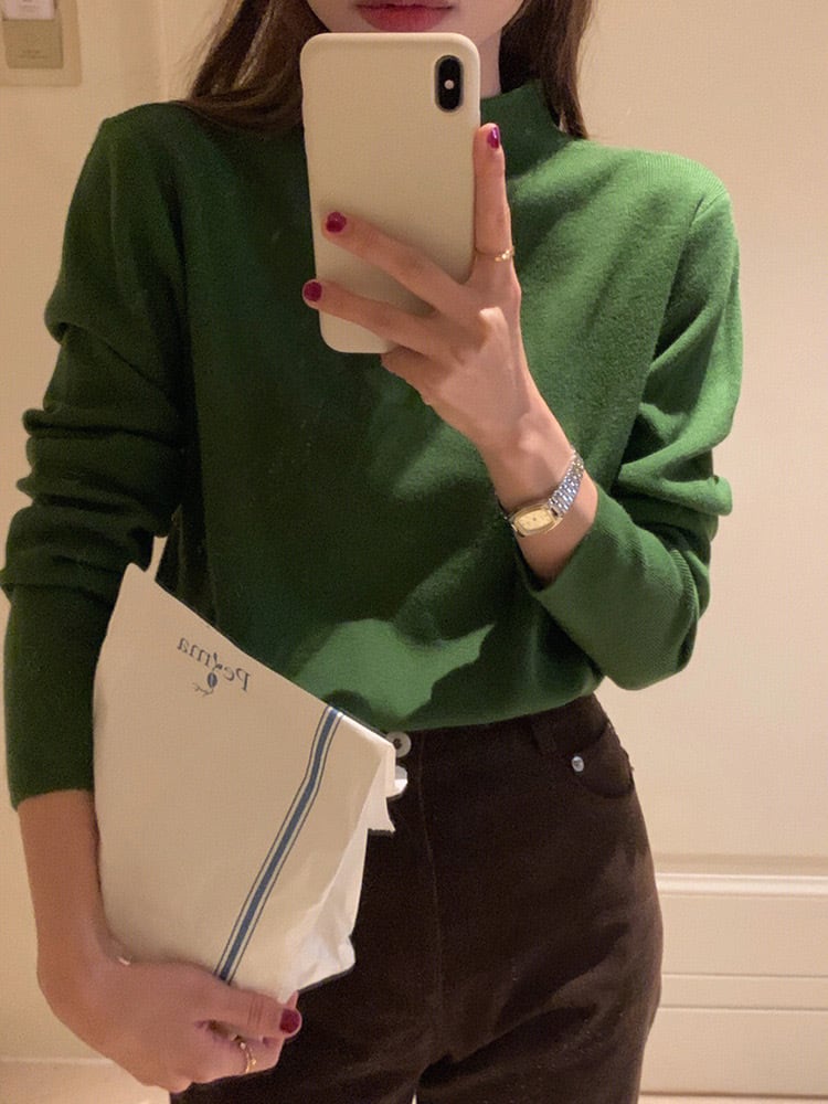 シンプルモックネックニットトップス　１０色展開 - select store mirror meシンプルモックネックニットトップス　１０色展開221850833mirror meselect store mirror me221850833ホワイト