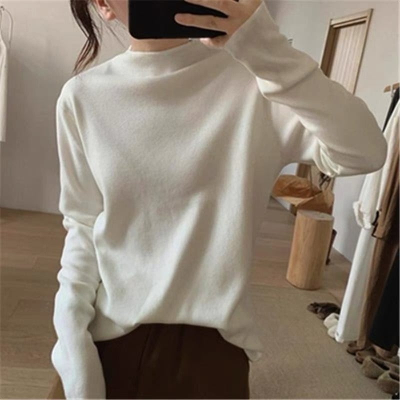 シンプルモックネックニットトップス　１０色展開 - select store mirror meシンプルモックネックニットトップス　１０色展開221850833mirror meselect store mirror me221850833ホワイト