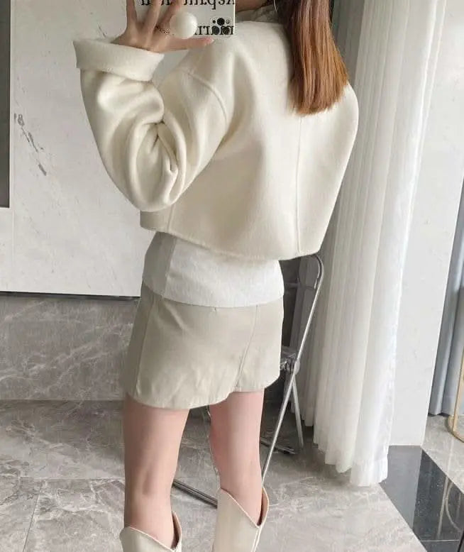 ＜インスタグラマー様ご愛用＞【高品質ウール100％＆フォックスファー】【動画あり】ボリュームファーポケットコート２点セット　２色展開 mirror me