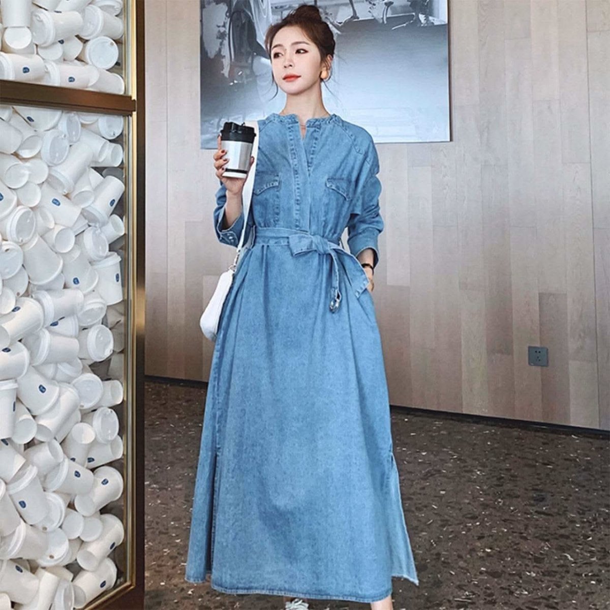 なお様ご専用 sheller フロントzipデニムワンピース フロントジップ