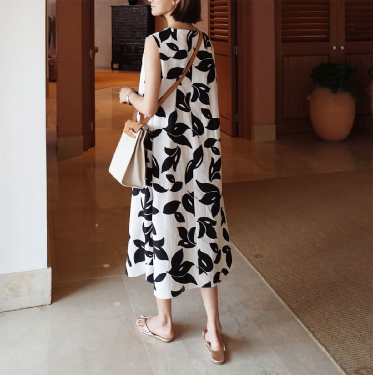 シックリーフ柄ノースリーブラフワンピース - select store mirror meシックリーフ柄ノースリーブラフワンピース109713424mirror meselect store mirror me109713424S