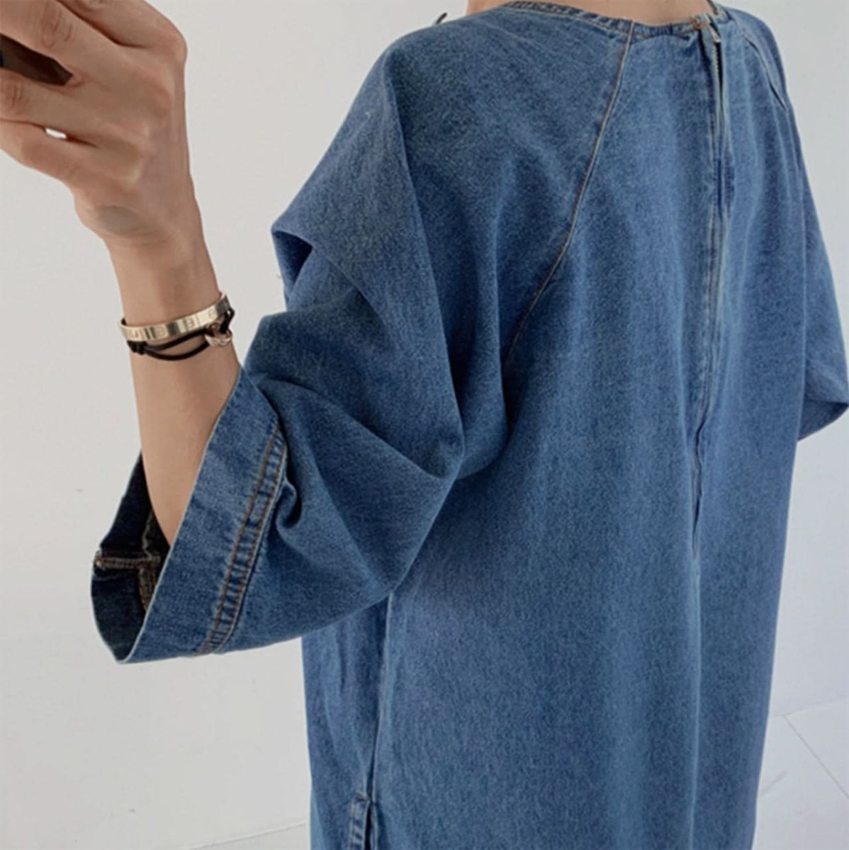 スリットネック七分丈デニムワンピース - select store mirror meスリットネック七分丈デニムワンピース109738875mirror meselect store mirror me109738875S