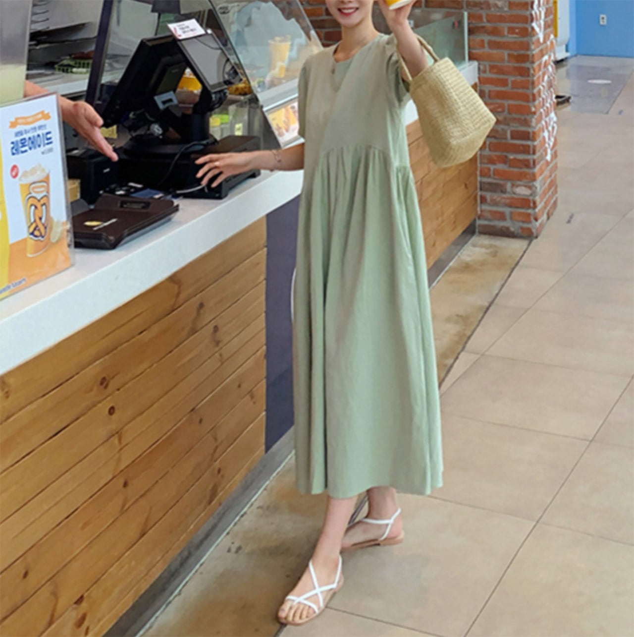 ピスタチオグリーン変形ウエストタックワンピース - select store mirror meピスタチオグリーン変形ウエストタックワンピース109745577mirror meselect store mirror me109745577S