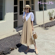 パフスリーブコントラストナチュラルワンピース - select store mirror meパフスリーブコントラストナチュラルワンピース109755379mirror meselect store mirror me109755379S