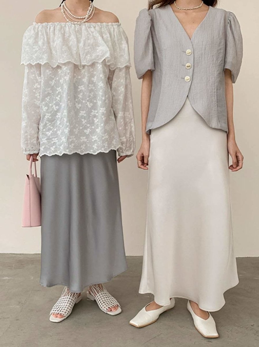 【動画あり】春カラーサテンロングスカート　１１色展開 - select store mirror me【動画あり】春カラーサテンロングスカート　１１色展開199897410mirror meselect store mirror me199897410ホワイトS