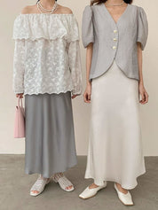 【動画あり】春カラーサテンロングスカート　１１色展開 - select store mirror me【動画あり】春カラーサテンロングスカート　１１色展開199897410mirror meselect store mirror me199897410ホワイトS