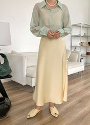 【動画あり】春カラーサテンロングスカート　１１色展開 - select store mirror me【動画あり】春カラーサテンロングスカート　１１色展開199897410mirror meselect store mirror me199897410ホワイトS