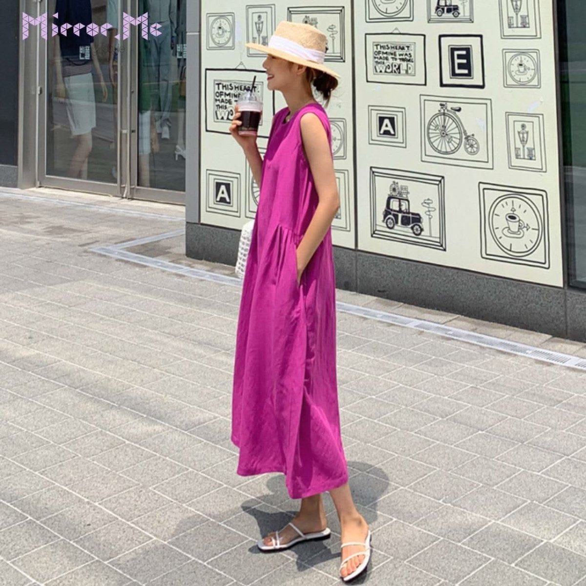 ビビットパープルナチュラルコットンワンピース - select store mirror meビビットパープルナチュラルコットンワンピース111009377mirror meselect store mirror me111009377S