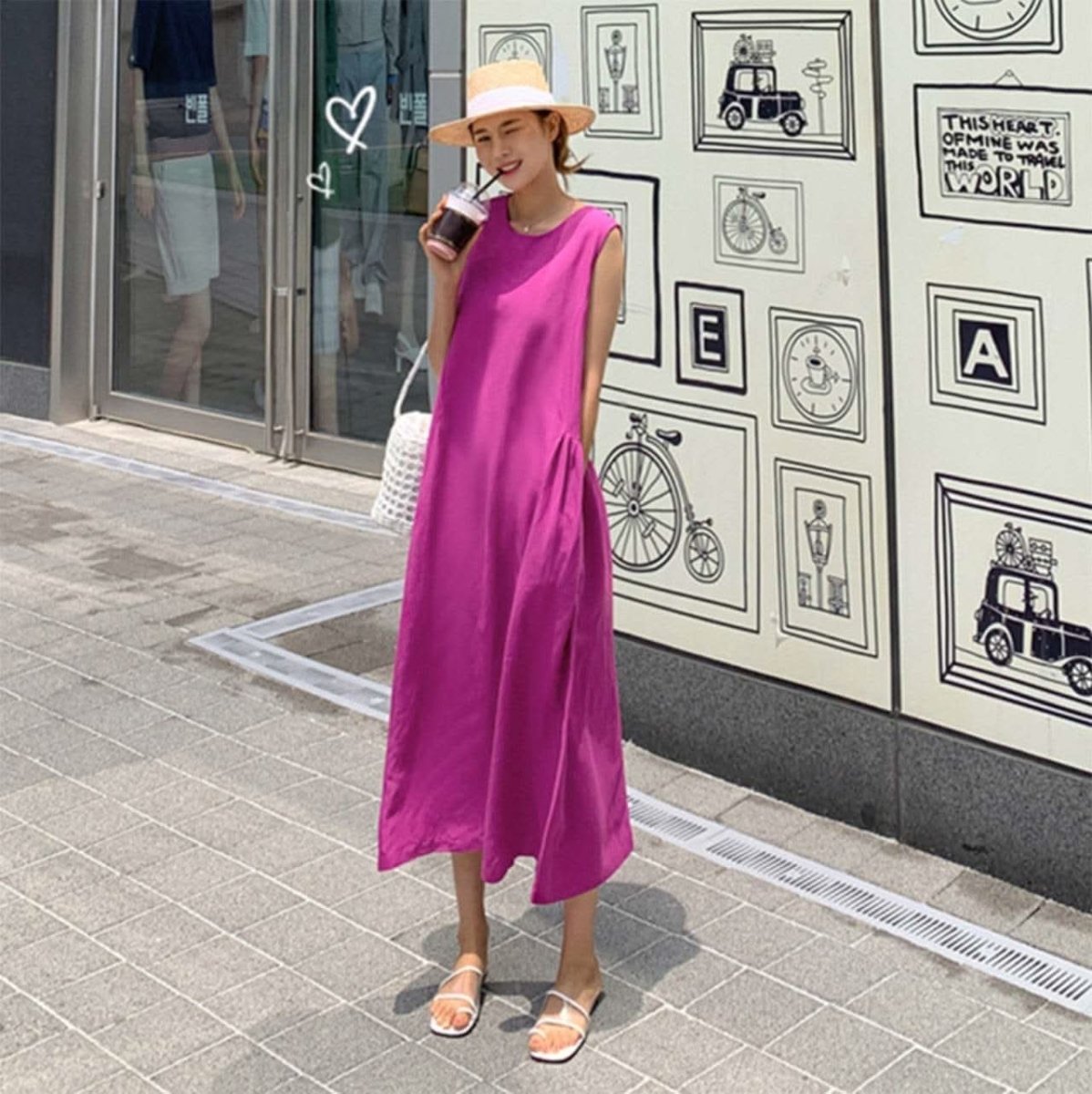 ビビットパープルナチュラルコットンワンピース - select store mirror meビビットパープルナチュラルコットンワンピース111009377mirror meselect store mirror me111009377S