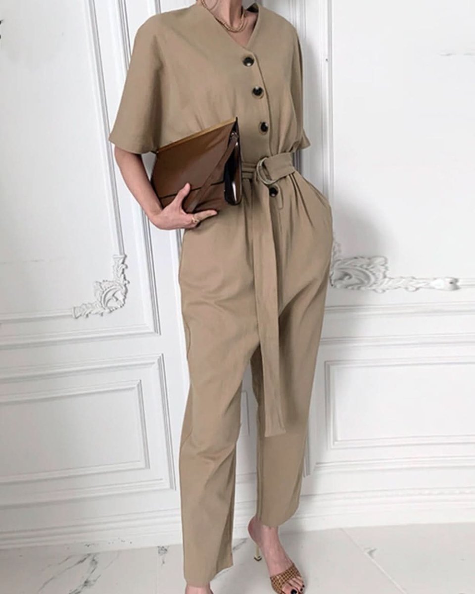 ＜１点即納＞ナチュラルボタンハイウエストベルトロンパース - select store mirror me＜１点即納＞ナチュラルボタンハイウエストベルトロンパースmirror meselect store mirror meフリーサイズ