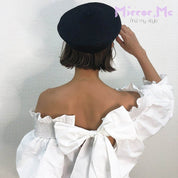 ＜ラスト１点即納＞春におすすめ！オフショルバックリボン袖ラフレースブラウス - select store mirror me＜ラスト１点即納＞春におすすめ！オフショルバックリボン袖ラフレースブラウスmirror meselect store mirror meフリーサイズ