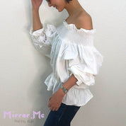 ＜ラスト１点即納＞春におすすめ！オフショルバックリボン袖ラフレースブラウス - select store mirror me＜ラスト１点即納＞春におすすめ！オフショルバックリボン袖ラフレースブラウスmirror meselect store mirror meフリーサイズ