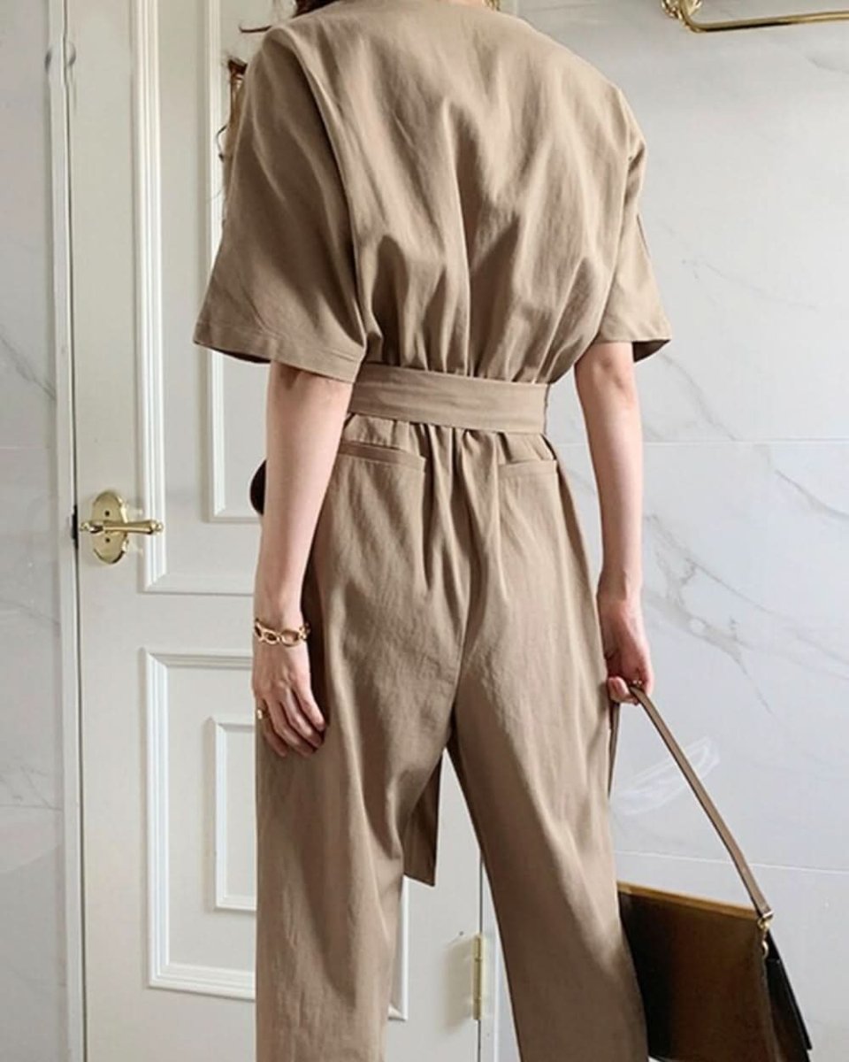 ＜１点即納＞ナチュラルボタンハイウエストベルトロンパース - select store mirror me＜１点即納＞ナチュラルボタンハイウエストベルトロンパースmirror meselect store mirror meフリーサイズ
