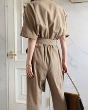 ＜１点即納＞ナチュラルボタンハイウエストベルトロンパース - select store mirror me＜１点即納＞ナチュラルボタンハイウエストベルトロンパースmirror meselect store mirror meフリーサイズ