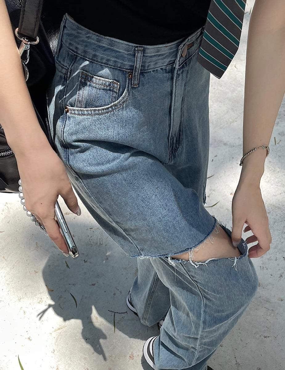 ハイダメージカットワイドレッグデニムパンツ - select store mirror meハイダメージカットワイドレッグデニムパンツ125224227mirror meselect store mirror me125224227S