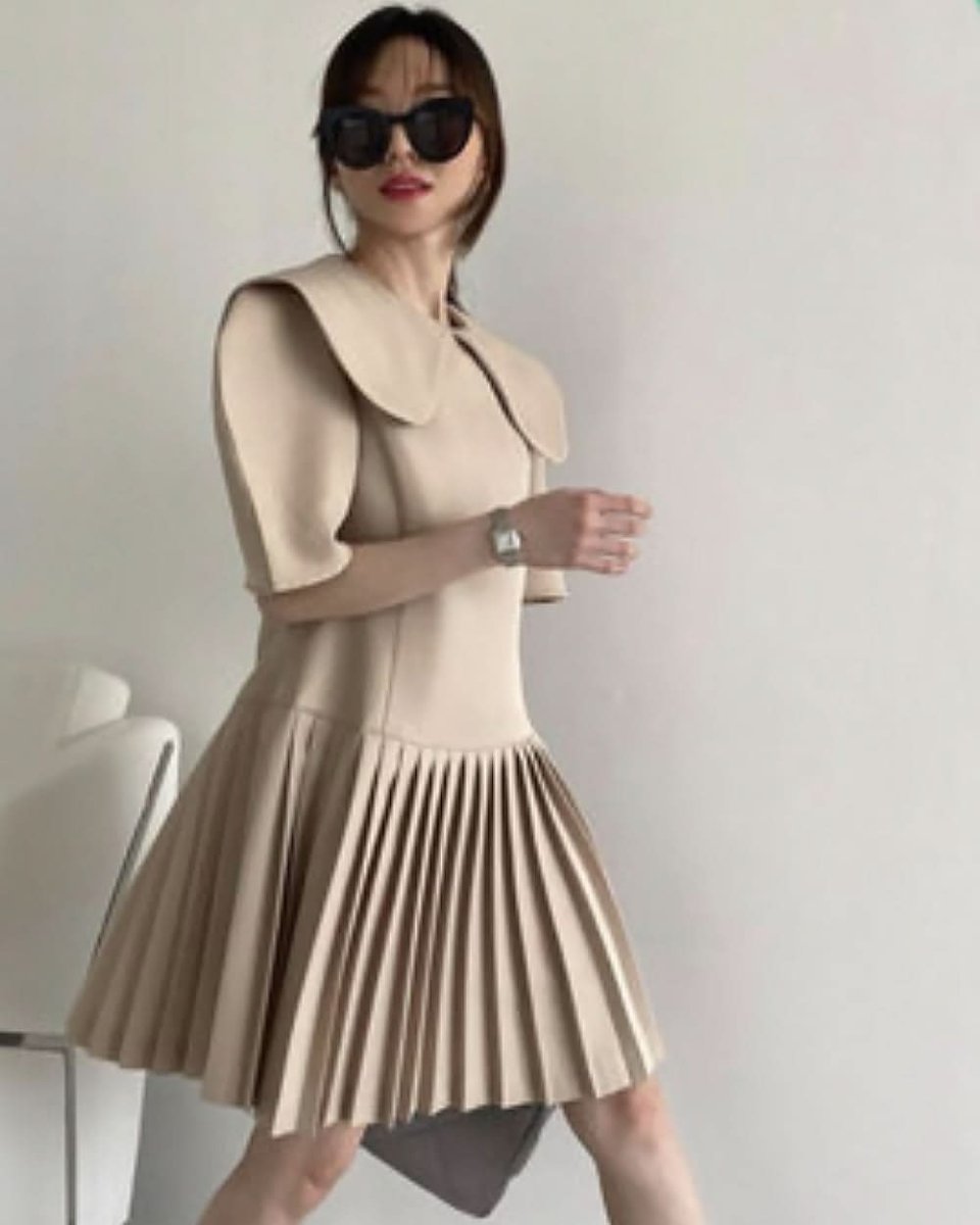 フラットカラー切り替えプリーツワンピース - select store mirror meフラットカラー切り替えプリーツワンピース128839754mirror meselect store mirror me128839754S