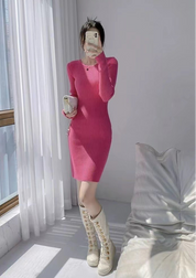 スリムリブニットワンピース　６色展開