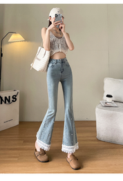 ハイウエストパールフレアジーンズ