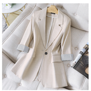 切り返し袖ストライプ美ラインジャケット　２色展開