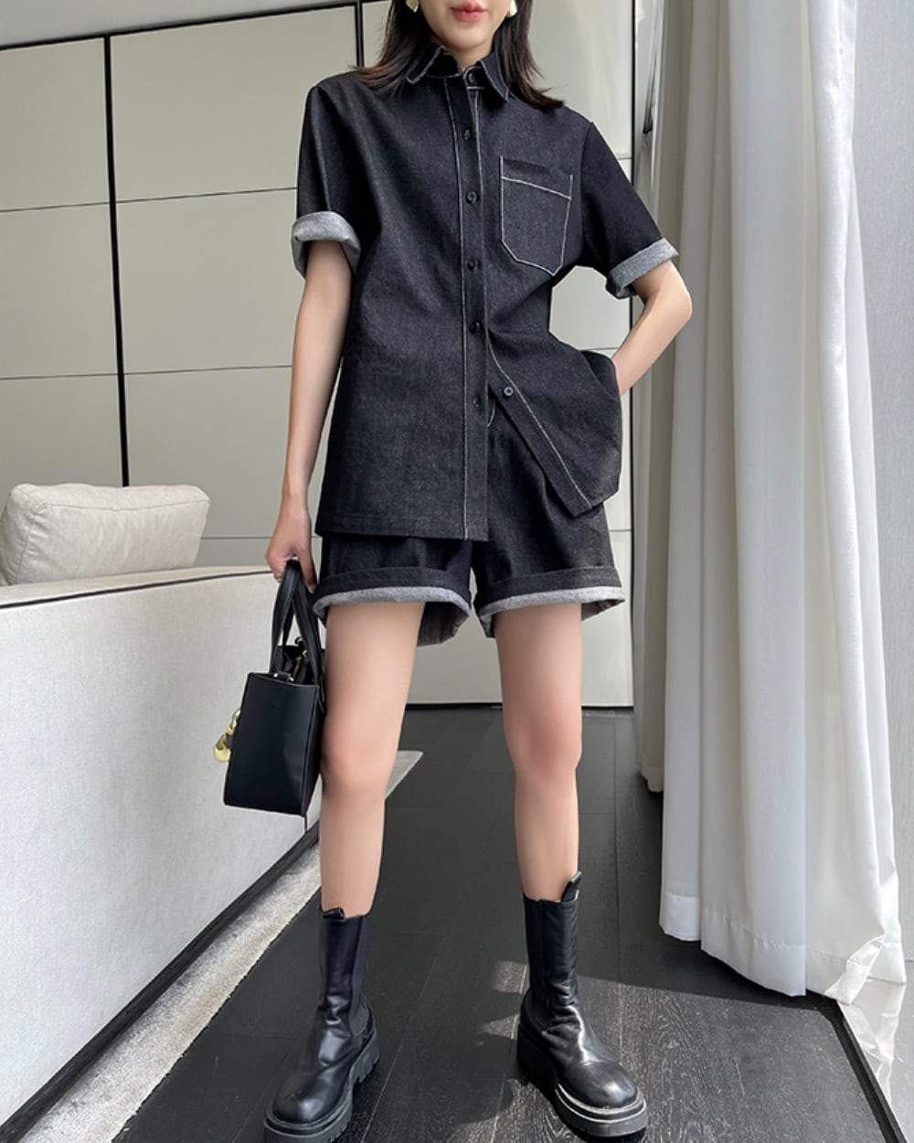 【動画あり】スタイリッシュデニムシャツ＆パンツセットアップ - select store mirror me【動画あり】スタイリッシュデニムシャツ＆パンツセットアップ133967282mirror meselect store mirror me133967282S