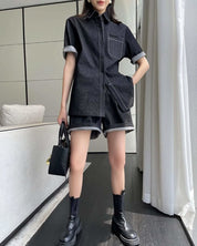 【動画あり】スタイリッシュデニムシャツ＆パンツセットアップ - select store mirror me【動画あり】スタイリッシュデニムシャツ＆パンツセットアップ133967282mirror meselect store mirror me133967282S