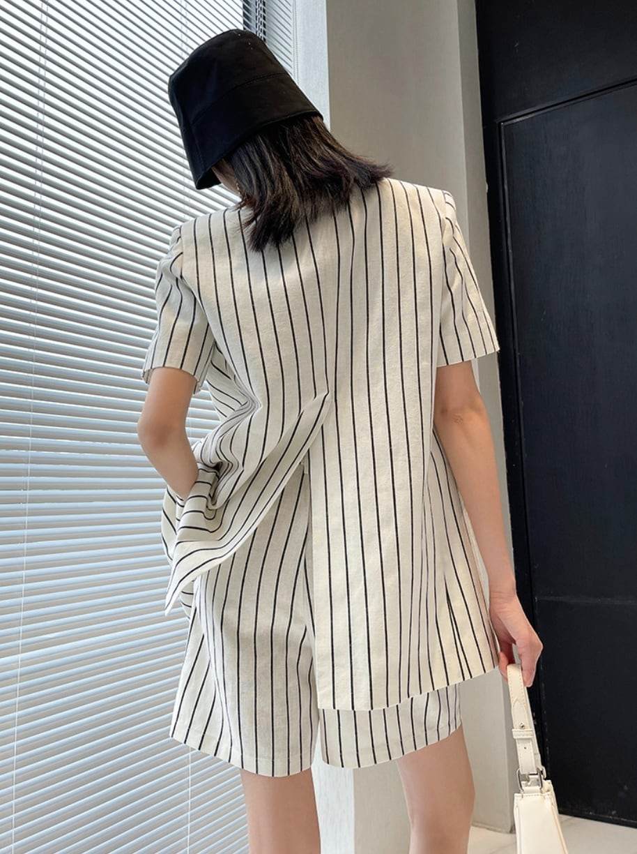 【上質】【動画あり】コットンリネンストライプジャケット＆パンツセットアップ - select store mirror me【上質】【動画あり】コットンリネンストライプジャケット＆パンツセットアップ133969455mirror meselect store mirror me133969455S