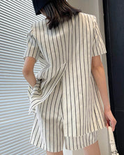 【上質】【動画あり】コットンリネンストライプジャケット＆パンツセットアップ - select store mirror me【上質】【動画あり】コットンリネンストライプジャケット＆パンツセットアップ133969455mirror meselect store mirror me133969455S