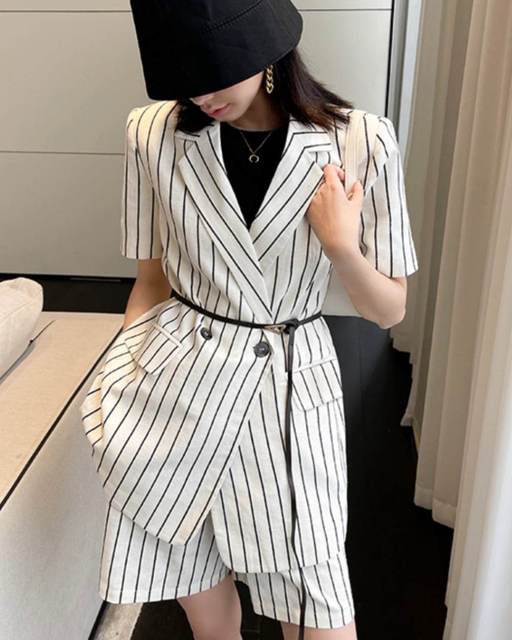 【上質】【動画あり】コットンリネンストライプジャケット＆パンツセットアップ - select store mirror me【上質】【動画あり】コットンリネンストライプジャケット＆パンツセットアップ133969455mirror meselect store mirror me133969455S