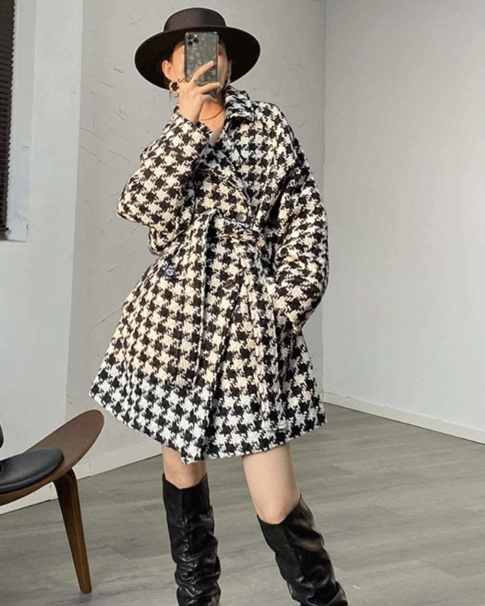 希少⭐︎ピータージョンストン×五大陸 コラボ チェスターコート 千鳥格子柄 グレンチェック チェスターコート コート レディース 冬 千鳥柄コート