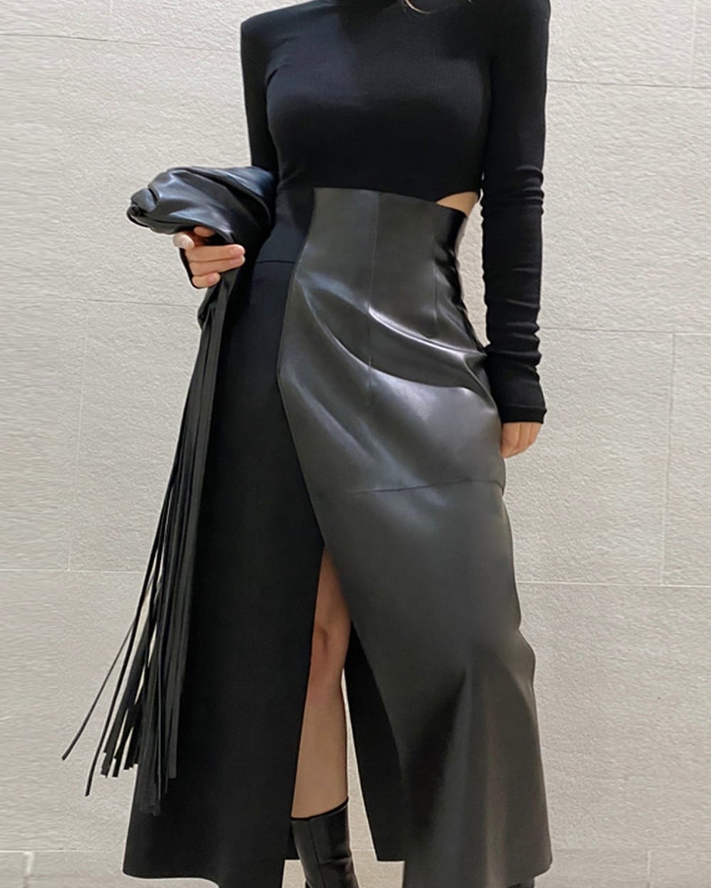 ＜サイズ展開豊富！＞異素材切り替えレザーハイウエストスリットスカート - select store mirror me＜サイズ展開豊富！＞異素材切り替えレザーハイウエストスリットスカート154277839mirror meselect store mirror me154277839XS