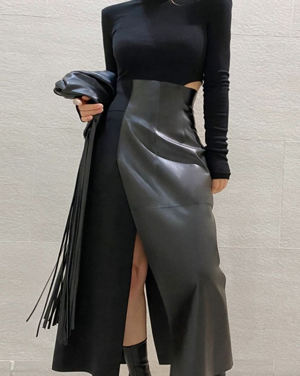 ＜サイズ展開豊富！＞異素材切り替えレザーハイウエストスリットスカート - select store mirror me＜サイズ展開豊富！＞異素材切り替えレザーハイウエストスリットスカート154277839mirror meselect store mirror me154277839XS