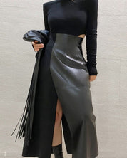 ＜サイズ展開豊富！＞異素材切り替えレザーハイウエストスリットスカート - select store mirror me＜サイズ展開豊富！＞異素材切り替えレザーハイウエストスリットスカート154277839mirror meselect store mirror me154277839XS